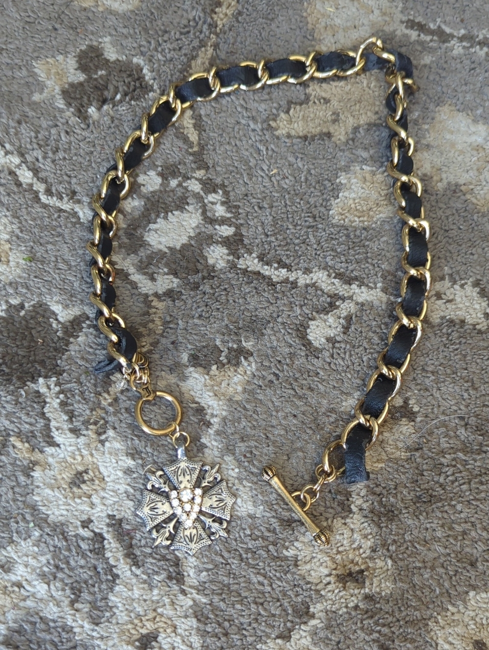 Vintage Juicy Couture Chain Pendant Necklace with Filigree Cross Charm